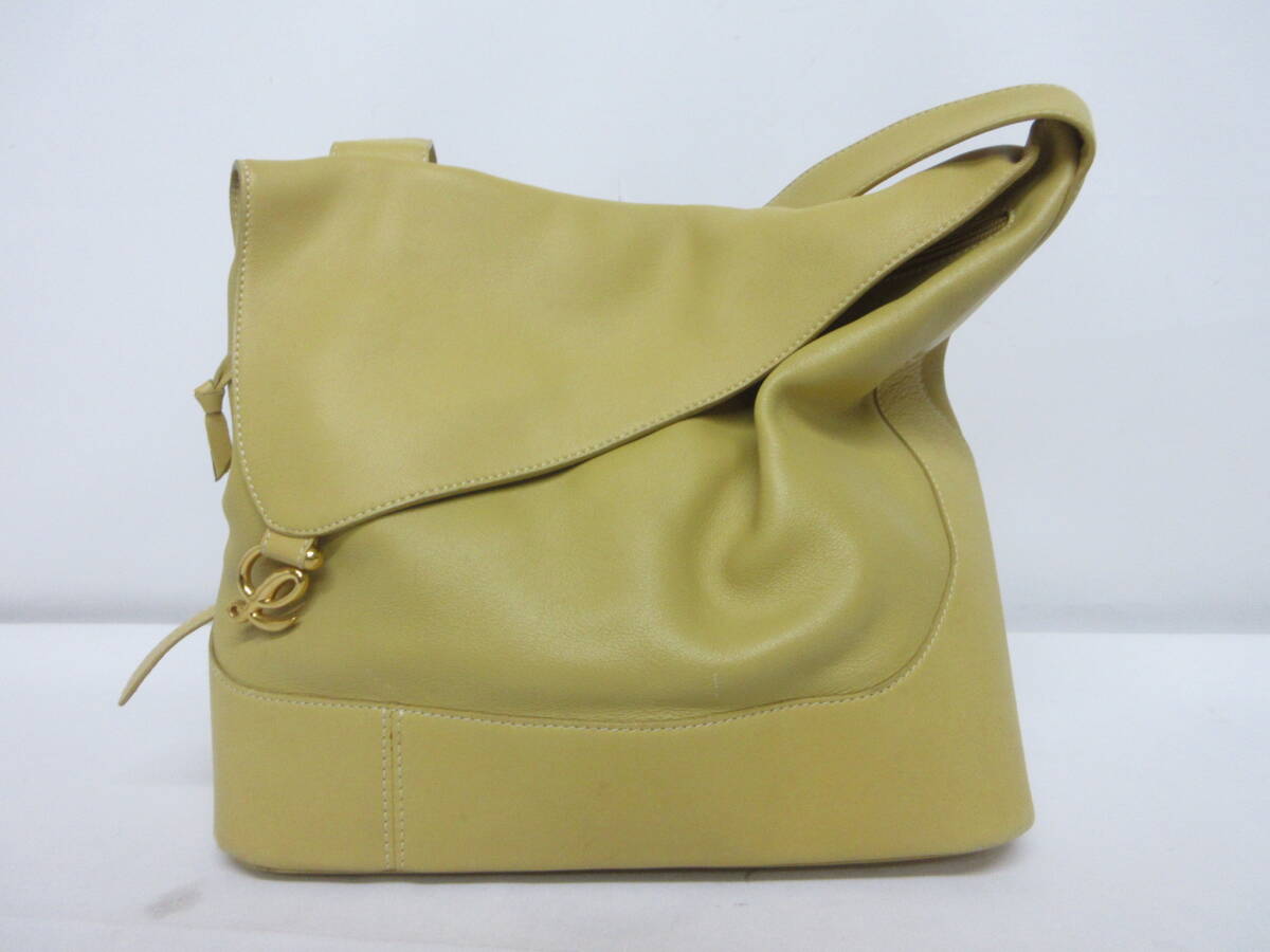 171H156E◆LOEWE ロエベ アントン ショルダーバッグ レザー イエロー系 中古