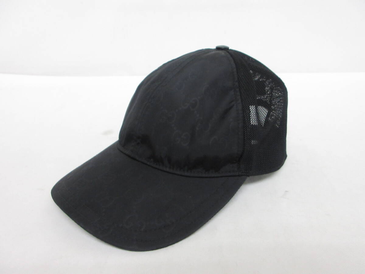 172H159E◆GUCCI グッチ メッシュ キャップ ベースボール sizeXL/60cm ブラック 中古
