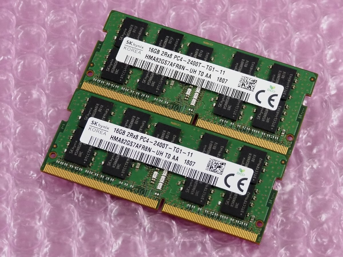 ☆ 在庫10セット ☆ SK hynix　2R×8 PC4-2400T SO-DIMM　16GB×2 計32GB ☆ HMA82GS7ASFR8N-UH ☆