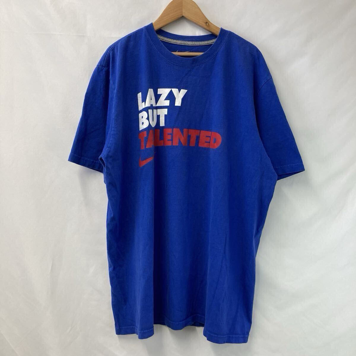 ★大特価★【500円スタート】 NIKE ナイキ メンズ Tシャツ ブルー LAZY BUT TALENTED 古着 半袖 サイズXL【20260521-03】