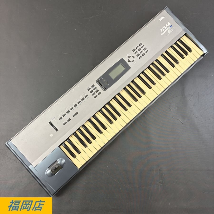 KORG N364 MUSIC WORKSTATION コルグ シンセサイザー 61鍵盤 通電OK 簡易操作確認済み 動作/状態説明あり★現状品【福岡】