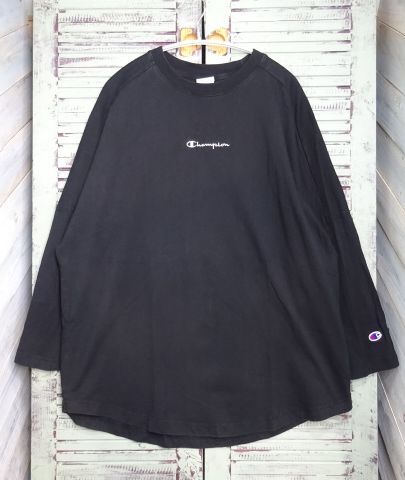 Champion ビッグシルエット 七分袖 Ｔシャツ チャンピオン ティーシャツ Ｍサイズ ブラック 黒 ワイドシルエット 大きめ ゆったり