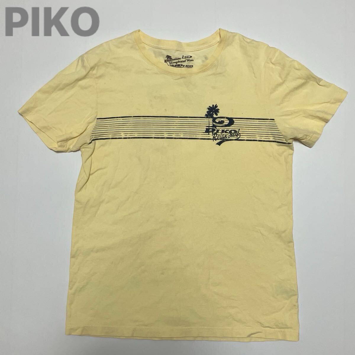 PIKO ピコ Tシャツ L レトロ イエロー 黄色 ビンテージ ヴィンテージ メンズ ロゴ 古着 希少 y2k 半袖 00s フェード