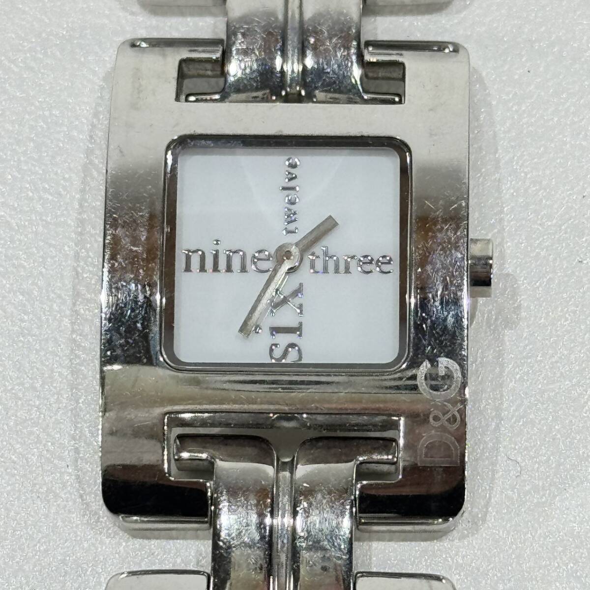 【１円～】D&G ドルチェ&ガッバーナ TIME スクエア ホワイト文字盤 レディース腕時計 不動品 