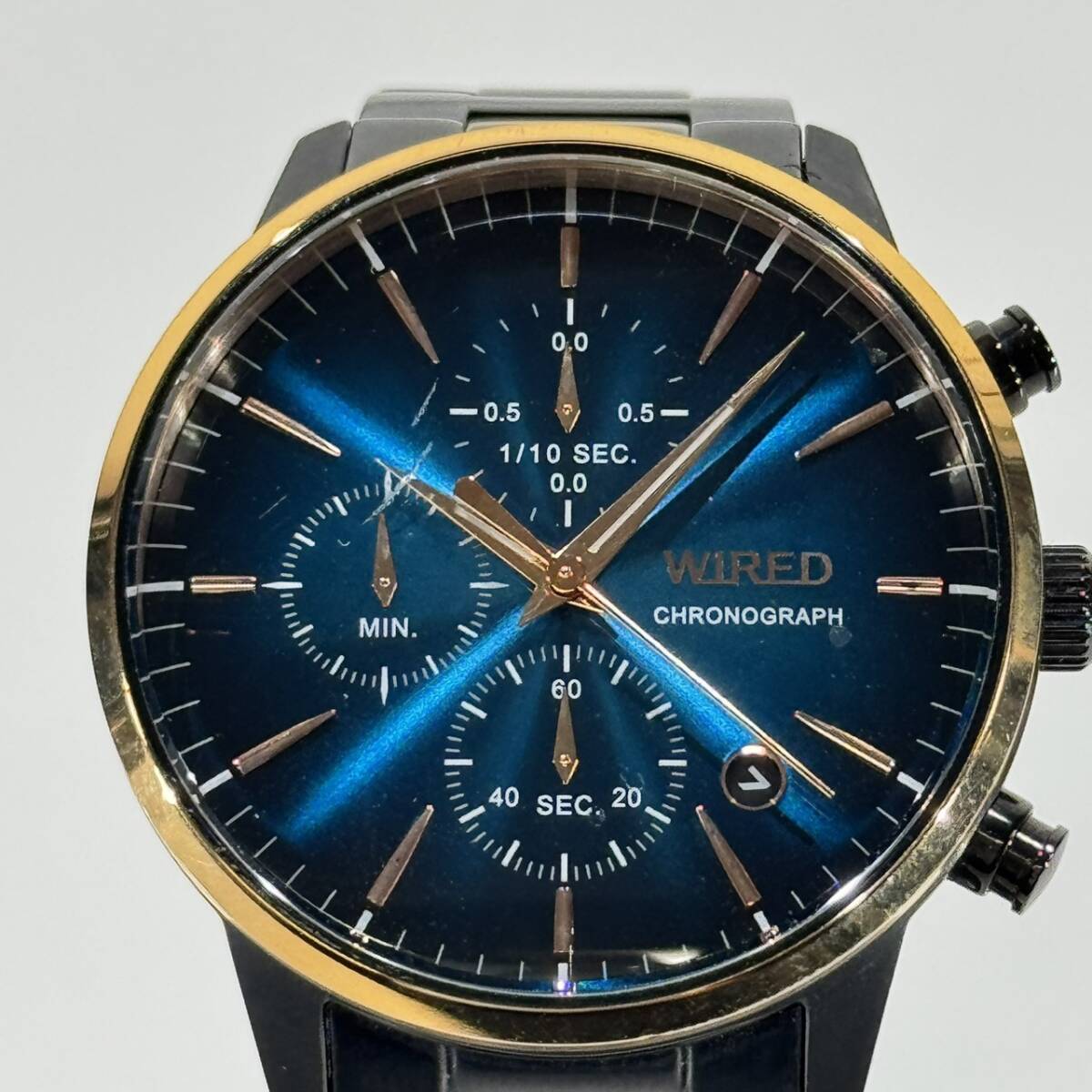【１円～】WIRED ワイアード × BLUE ENCOUNT 限定モデル JCC02-F36 クロノグラフ ブラック×ゴールド 不動品 完品