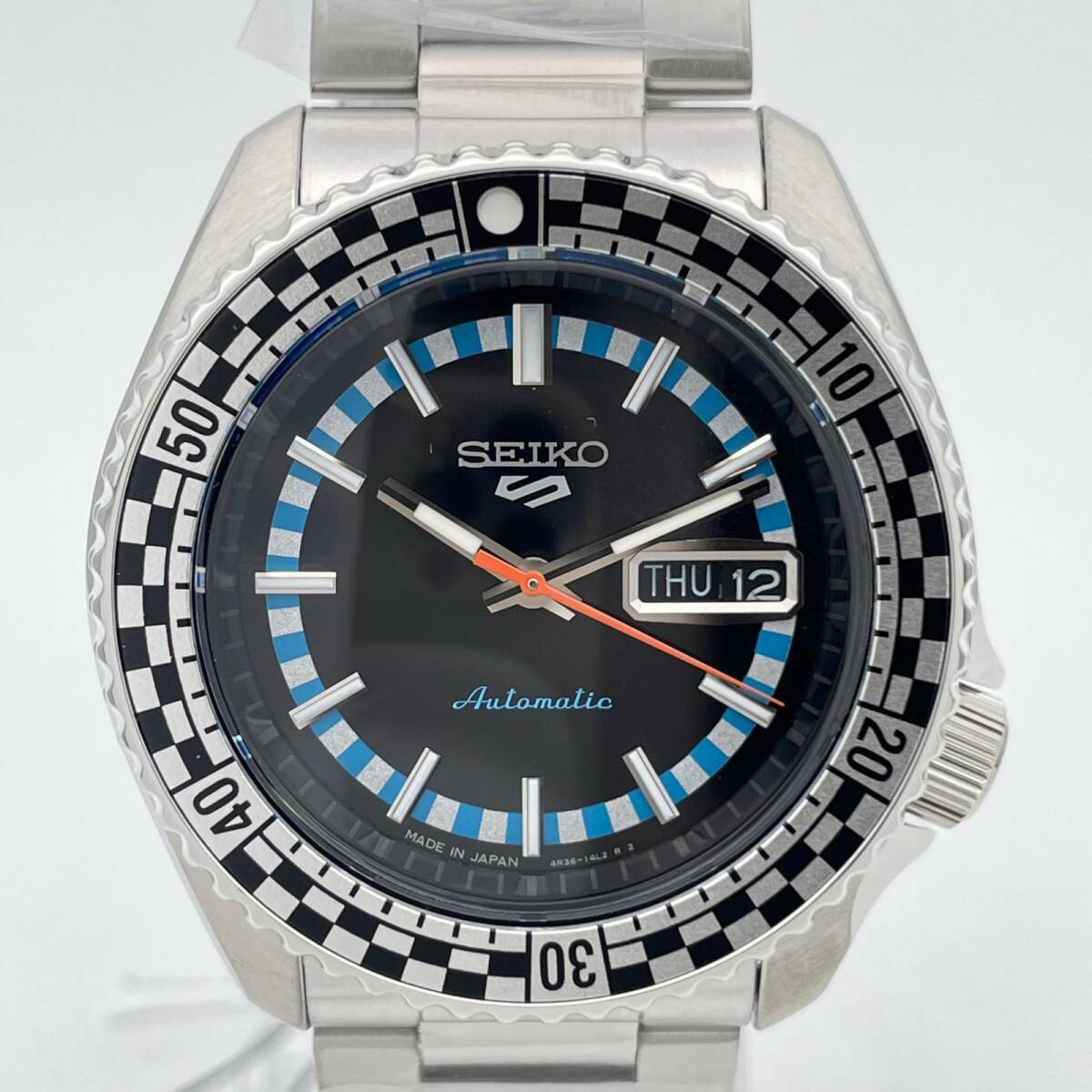 美品 セイコー 腕時計 5スポーツ SBSA245 自動巻 箱 タグ付 レトロカラーコレクション チェッカーフラッグ SEIKO 5SPORTS 中古 ◆2008