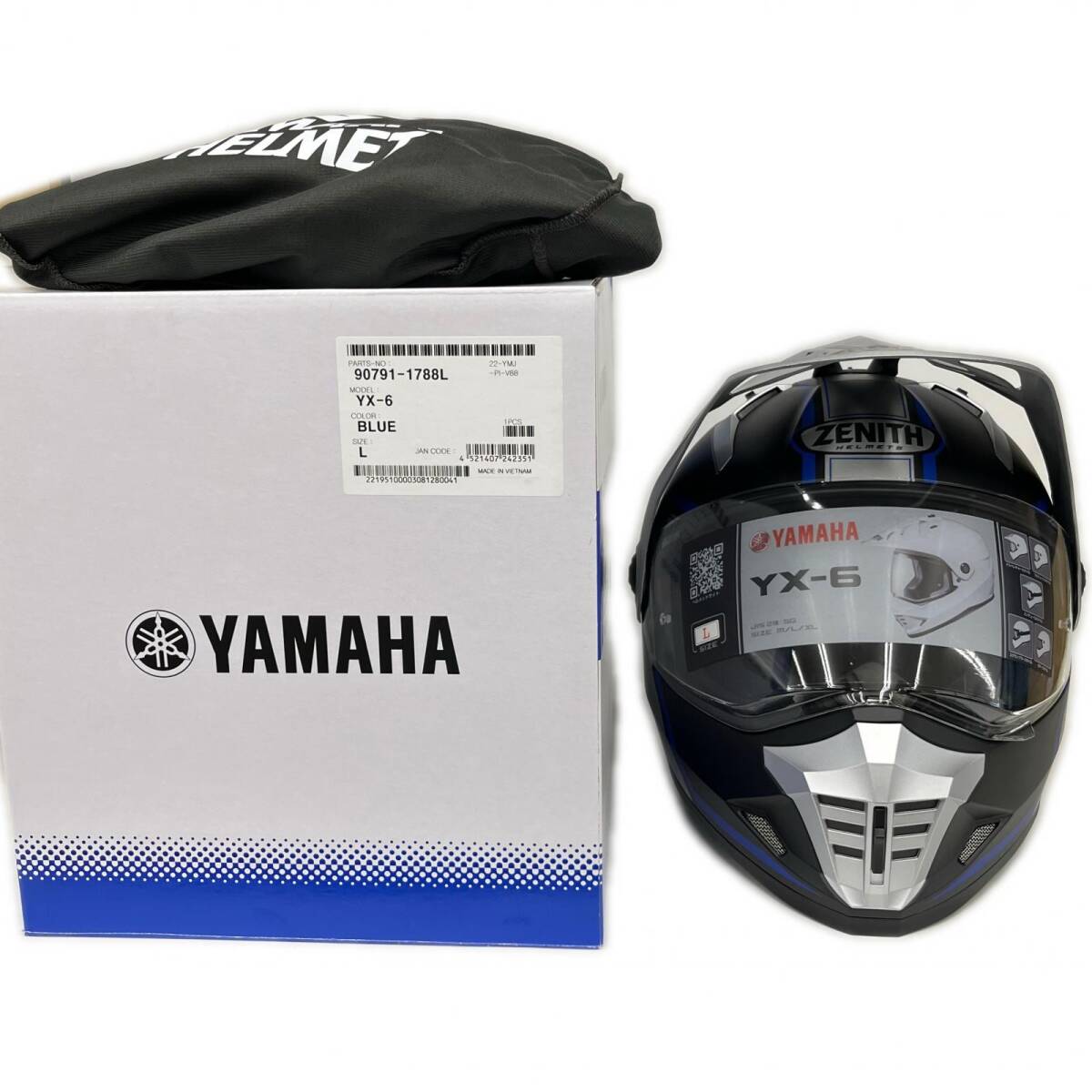 美品 YAMAHA ヤマハ バイク用ヘルメット YX-6 フルフェイス 2023年製 Lサイズ ZENITH ゼニス バイク用品 ※金具にキズ有 ◆2007