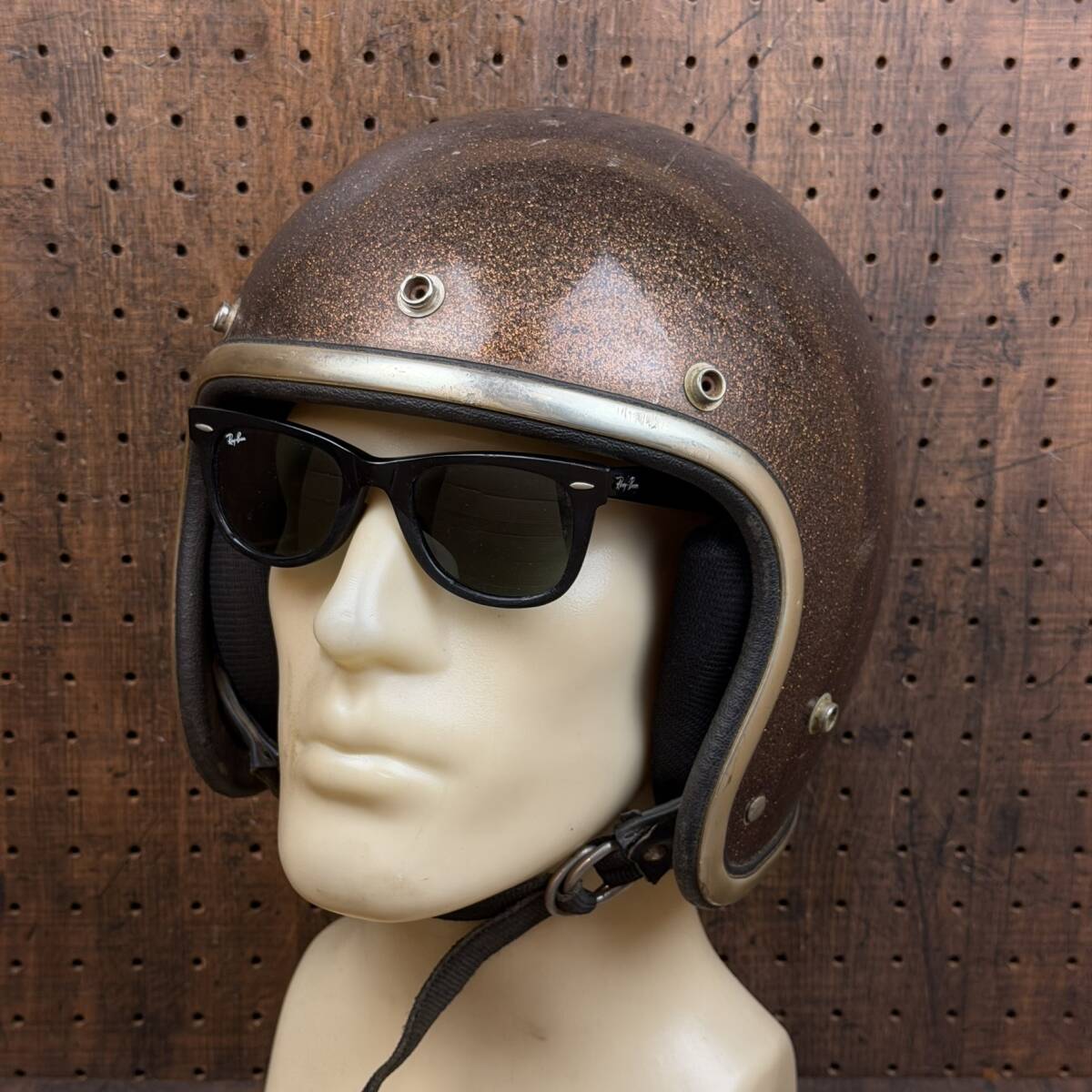 70s アーサーフルマー AF20 ジェットヘルメット ビンテージ ブラウンラメ ARTHUR FULMER 当時物 L 59cm～61cm チョッパー ボバー ハーレー