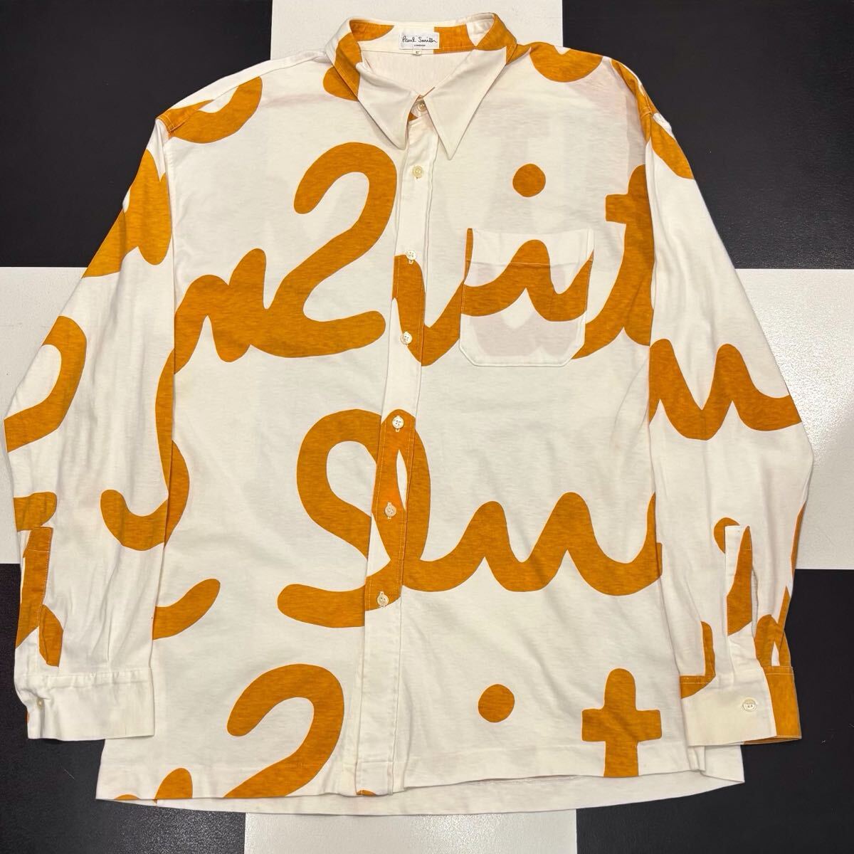 【314】 80s ポールスミス アメリカンジャケット期 ビッグ ロゴ オーバーサイズ シャツ Paul Smith ロンドン LONDON Shirt LOGO アーカイブ