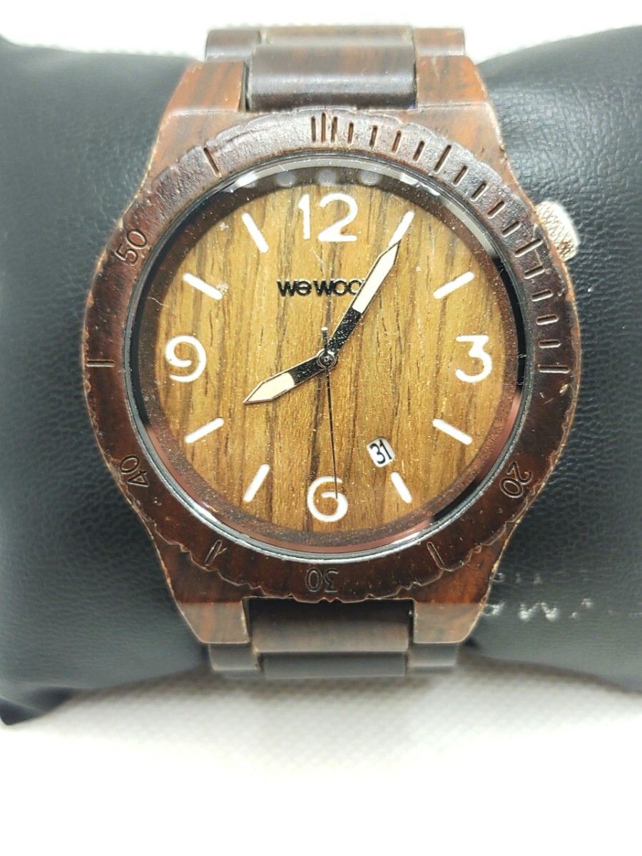 WEWOOD 正規品 ALPHA CHOCOLATE ナチュラルウッド ハンドメイド 木製腕時計 メンズ レディース バッテリー良好 M16-325 6S-7500 動作OK