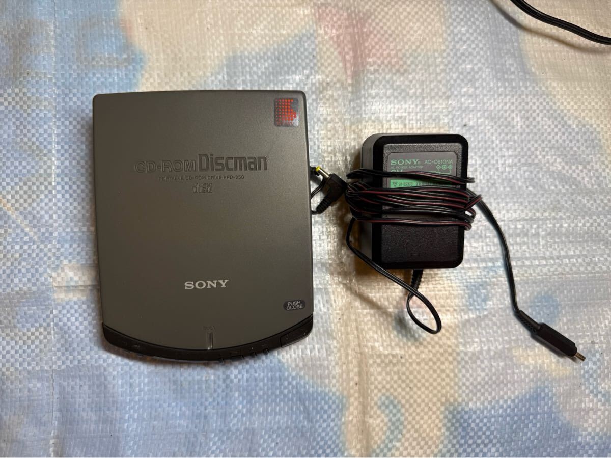 SONY CO-ROM Discman PORTABLE CD-ROM DRIVE PRD-650 disc CDプレーヤー　ポータブル