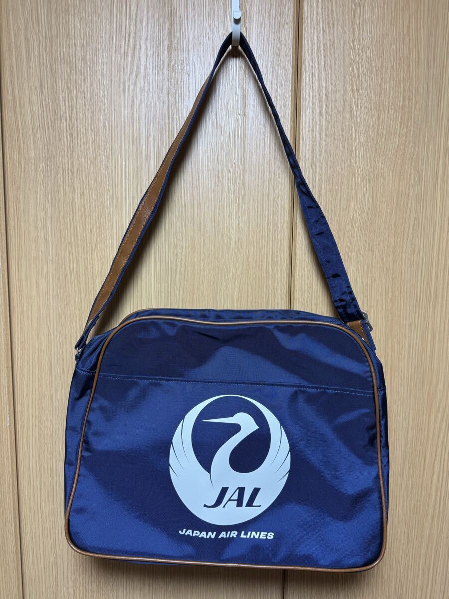 【美品】 JAL エアバック 日本航空 鶴丸 昭和レトロ JAPAN AIR ショルダーバッグ　J-826