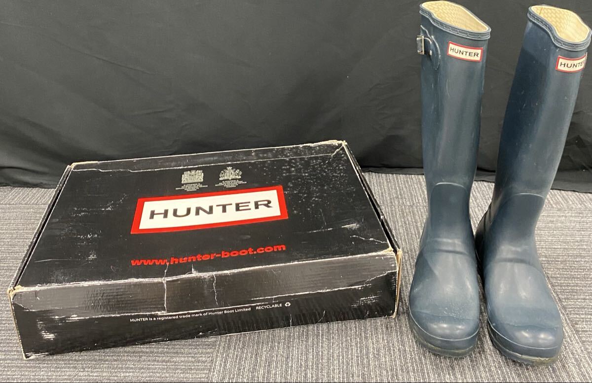 杉本 5月 No.138 HUNTER ハンター オリジナル・トール レインブーツ 長靴 W23499 ネイビー 箱付き 汚れ有り