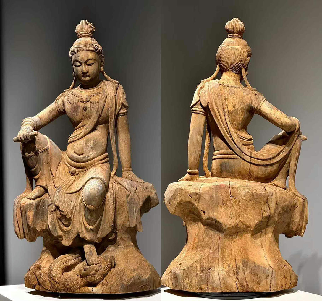 ★旧家蔵出し・時代物★B576宋時代 楠木 持経観音像 楠木細工彫刻 超絶技巧・仏像 仏教古美術 細密造 寺院収蔵品