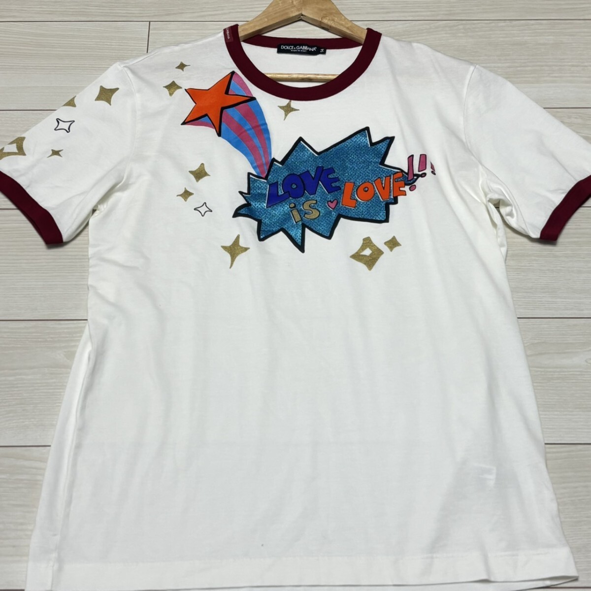極美品/3Lサイズ●DOLCE&GABBANA ドルチェ&ガッバーナ 半袖 Tシャツ リンガー プリント 星 スター メンズ トップス 夏 サマー