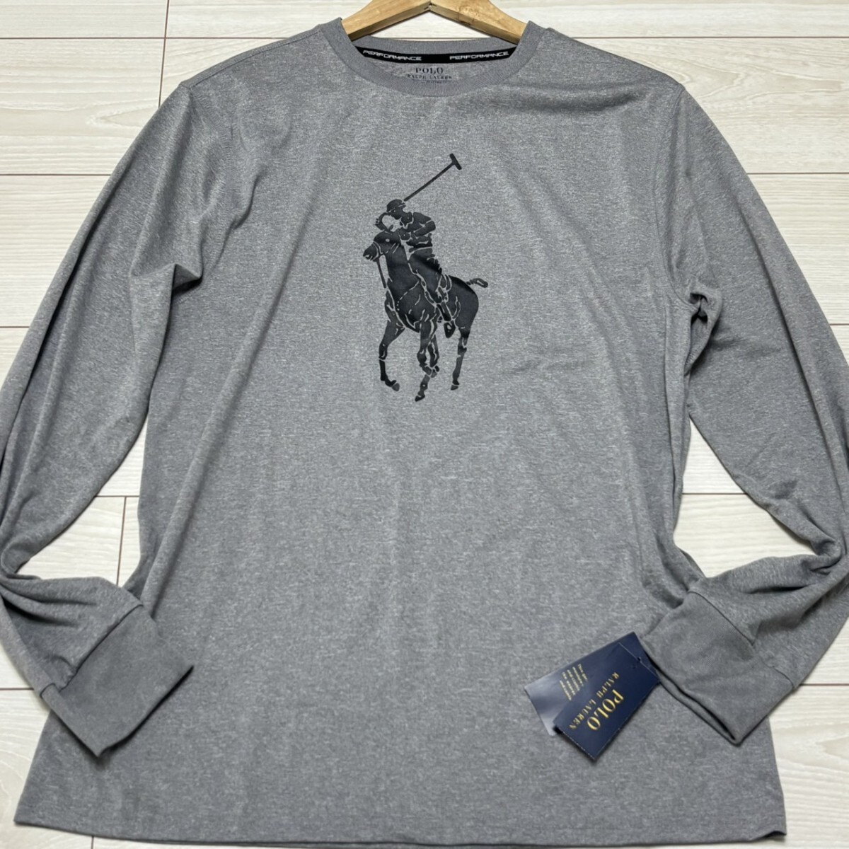 タグ付未使用品/XLサイズ●POLO RALPH LAUREN ポロラルフローレン 長袖 Tシャツ ロンT ビッグポニー プリント グレー メンズ トップス