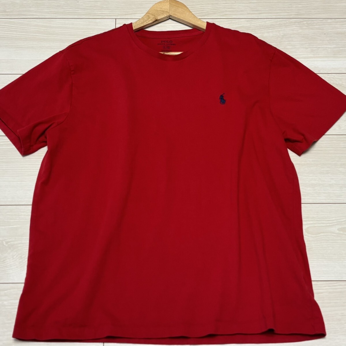 美品/Lサイズ●POLO RALPH LAUREN ポロラルフローレン 半袖 Tシャツ ポニーロゴ刺繍 レッド メンズ トップス 夏 サマー