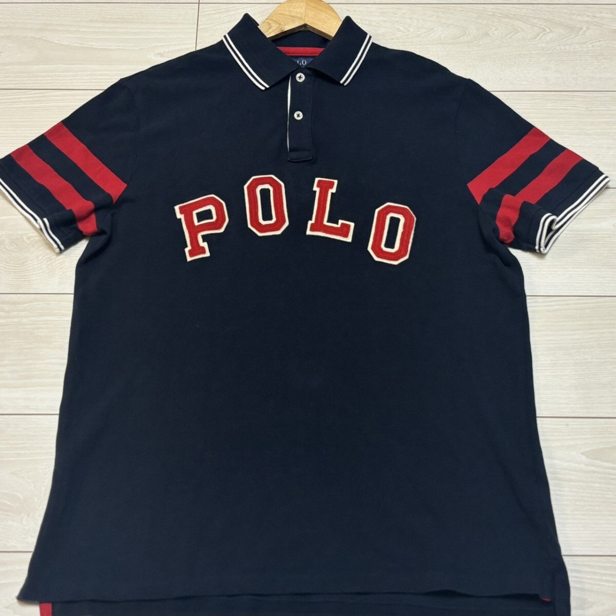 極美品/Lサイズ●POLO RALPH LAUREN ポロラルフローレン 半袖 ポロシャツ ビッグポニー ワッペン アニマル メンズ トップス 夏 サマー
