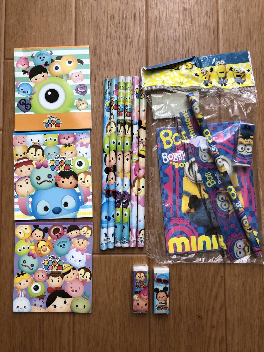新品　未使用　ディズニー　ツムツム　ミニオンズ　鉛筆　メモ帳　消しゴム　定規　筆記用具