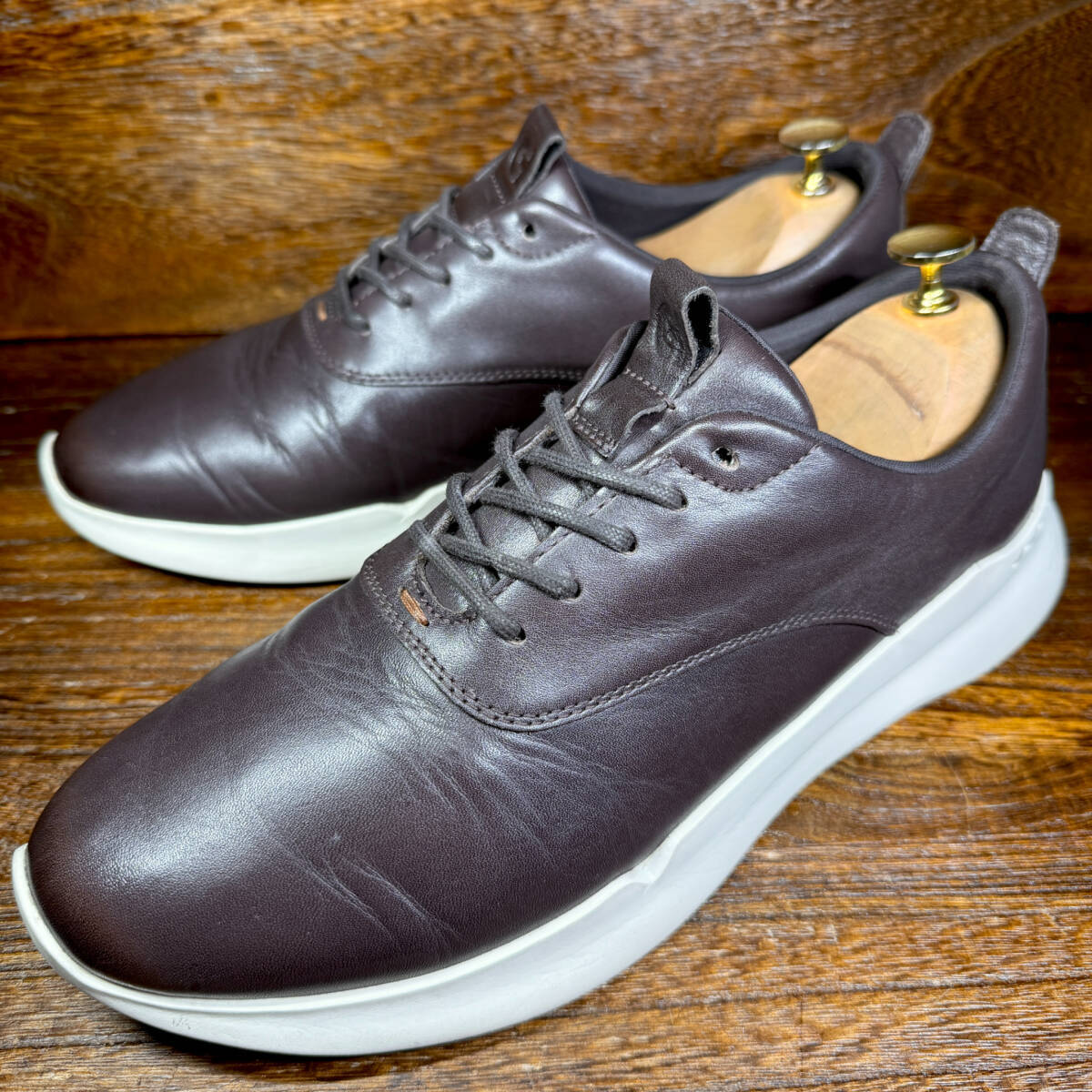 ◆COLE HAAN GRAND360◆コールハーン 26.5cm レザースニーカー 茶色 ブラウン 革靴 メンズ 靴 中古 宅急便 即決