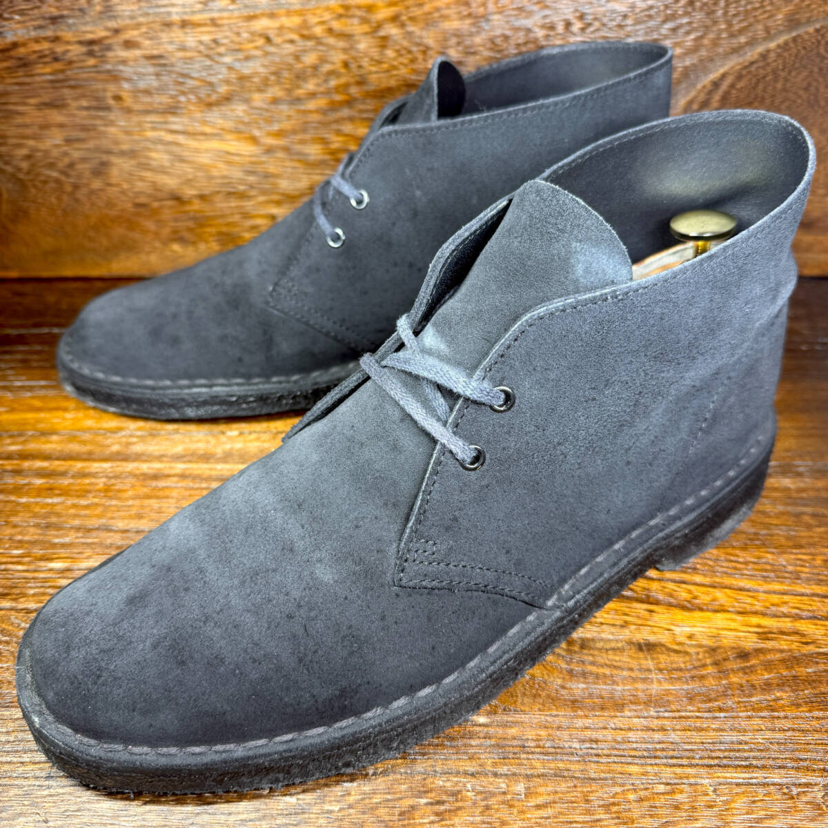 ◆Clarks ORIGINALS◆クラークス オリジナルズ 25.5cm チャッカブーツ スエードレザー 黒 ブラック メンズ 靴 中古 宅急便 即決