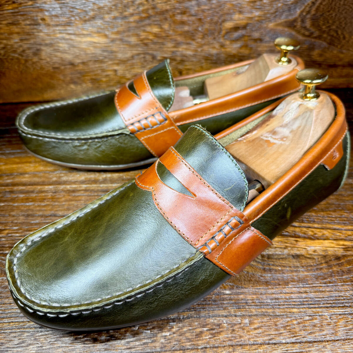 【美品】◆SPERRY TOP-SIDER◆スペリートップサイダー 26.0cm コインローファー レザー 革靴 カーキ ブラウン メンズ 靴 中古 宅急便 即決