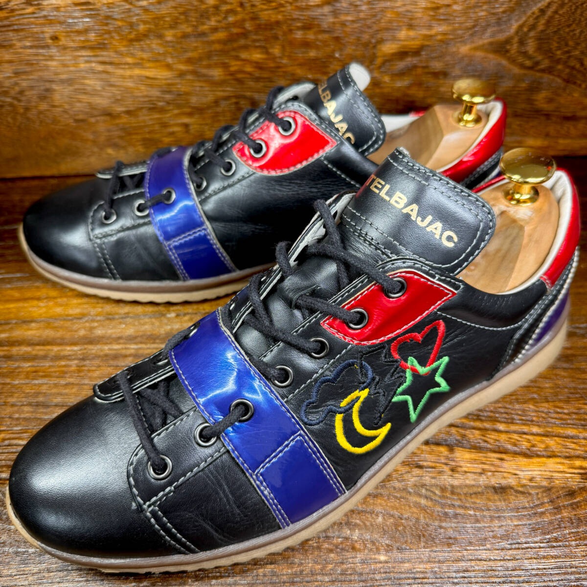 ◆CASTELBAJAC◆カステルバジャック 24.5cm レザースニーカー 黒 ブラック メンズ 靴 中古 宅急便 即決