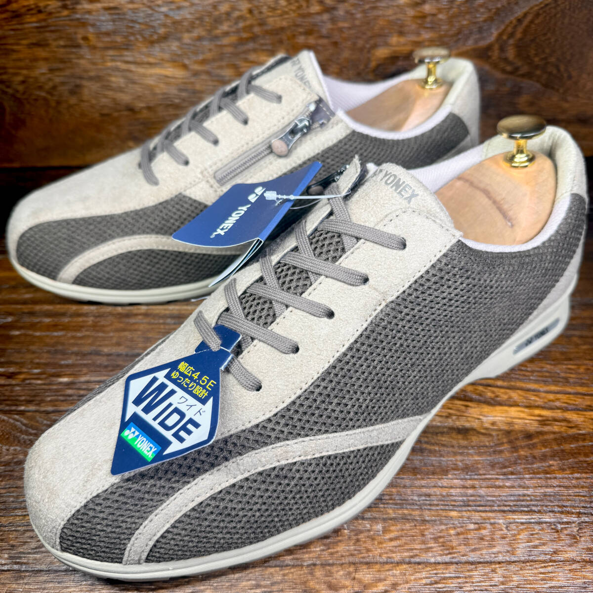 【展示未使用品】◆YONEX◆ヨネックス 27.0cm ウォーキングシューズ ブラウン サイドジップ メンズ 靴 中古 宅急便 即決