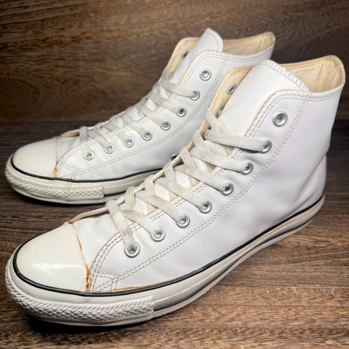 ◆CONVERSE ALLSTAR◆コンバース オールスター 28.5cm ハイカットスニーカー 白 ホワイト メンズ 革靴 靴 レザー 中古 宅急便 即決