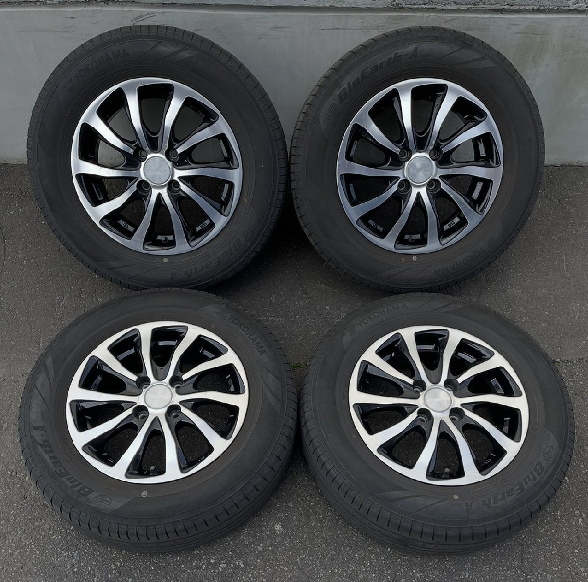 BS BALMINUM TR10 14インチ アルミホイール 5.5J +39 4H PCD100 YOKOHAMA BluEarth-A AE50 185/70R14 22年製 4本 4穴 バルミナ