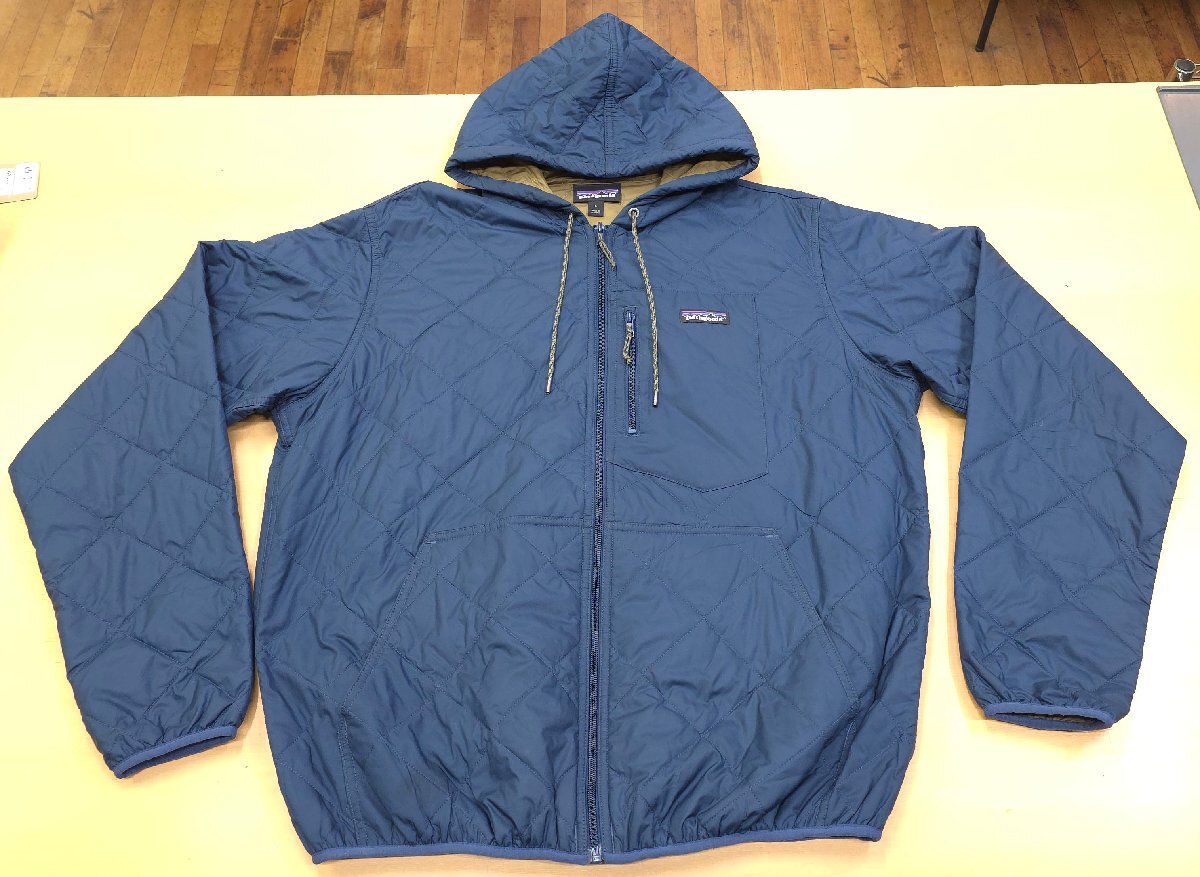 良品 Patagonia パタゴニア 27610 Lサイズ ダイアモンド キルテッド ボマー フーディ ネイビー紺