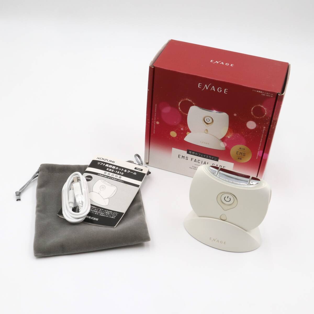 ★KOIZUMI 小泉 ENAGE KBE-1810 W リフト美顔器 ホット&クール EMS FACIAL CARE 白 美容 美容機器