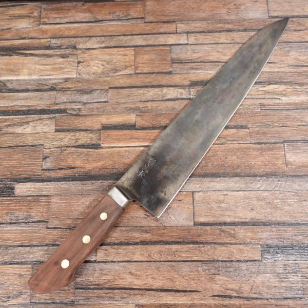 忠長 牛刀 研ぎ済 黒錆仕上げ シェフナイフ ハガネ 日本鋼 万能包丁 300mm