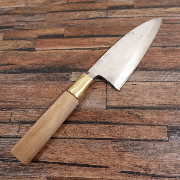 正高 出刃包丁 研ぎ済 丸九 ハガネ 片刃 135mm