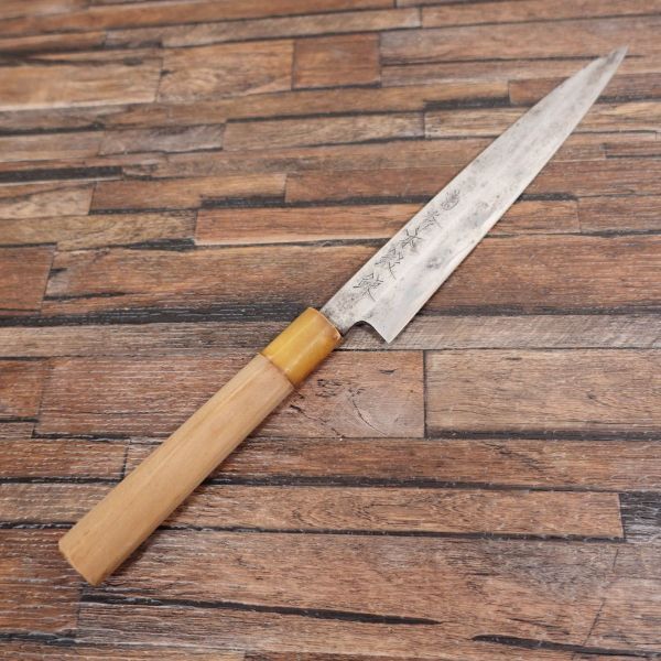 堺菊秀 柳刃包丁 研ぎ済 菊秀本鍛錬 白水牛柄 刺身包丁 保管品 210mm