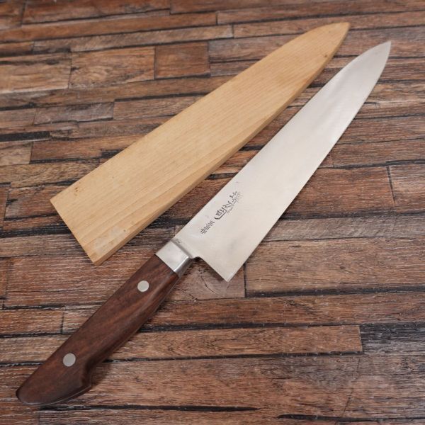 堺刀司 牛刀 研ぎ済 正重作 万能包丁 シェフナイフ 使用感極小 木鞘付き 240mm