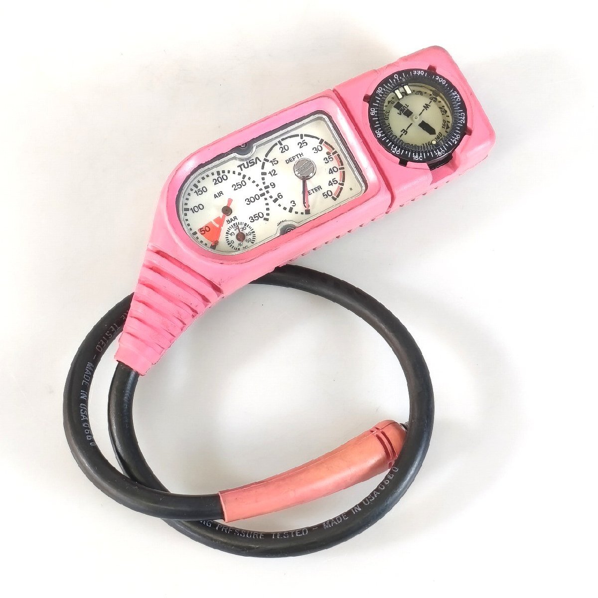 OH済 TUSA ツサ レギュレーター 残圧計 コンパス 3ゲージ ダイビングナイフ付き［REG-260512-1］