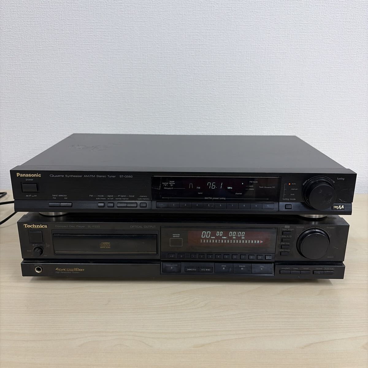 ☆Panasonic チューナー ST-G560 / Technics CDプレーヤー SL-P333 セット売り オーディオ機器 通電確認済み　現状品 ジャンク