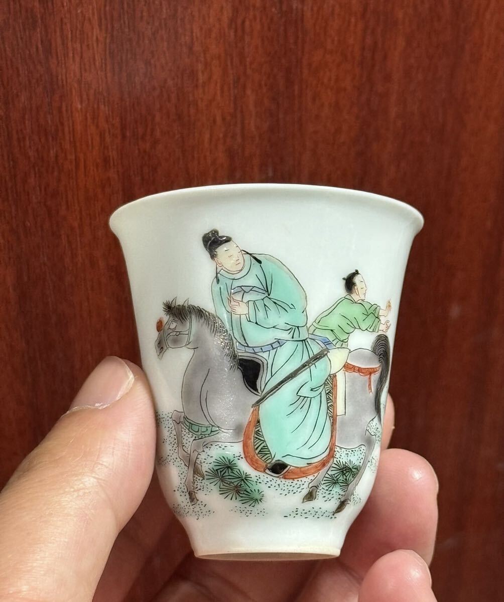 【竹河】中国古美術 清時代 五彩 人物 茶碗 時代物 唐物 古玩 骨董 藏出 置物 骨董品 当時物 置物 h12