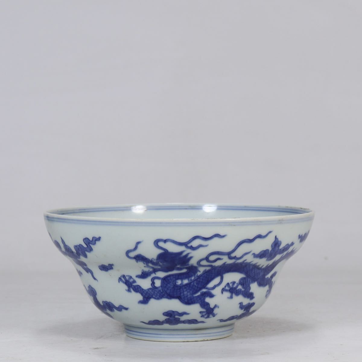 【竹河】中国古美術 清時代 青花 茶碗 茶道具 抹茶碗 古玩 骨董 時代物 当時物 W1