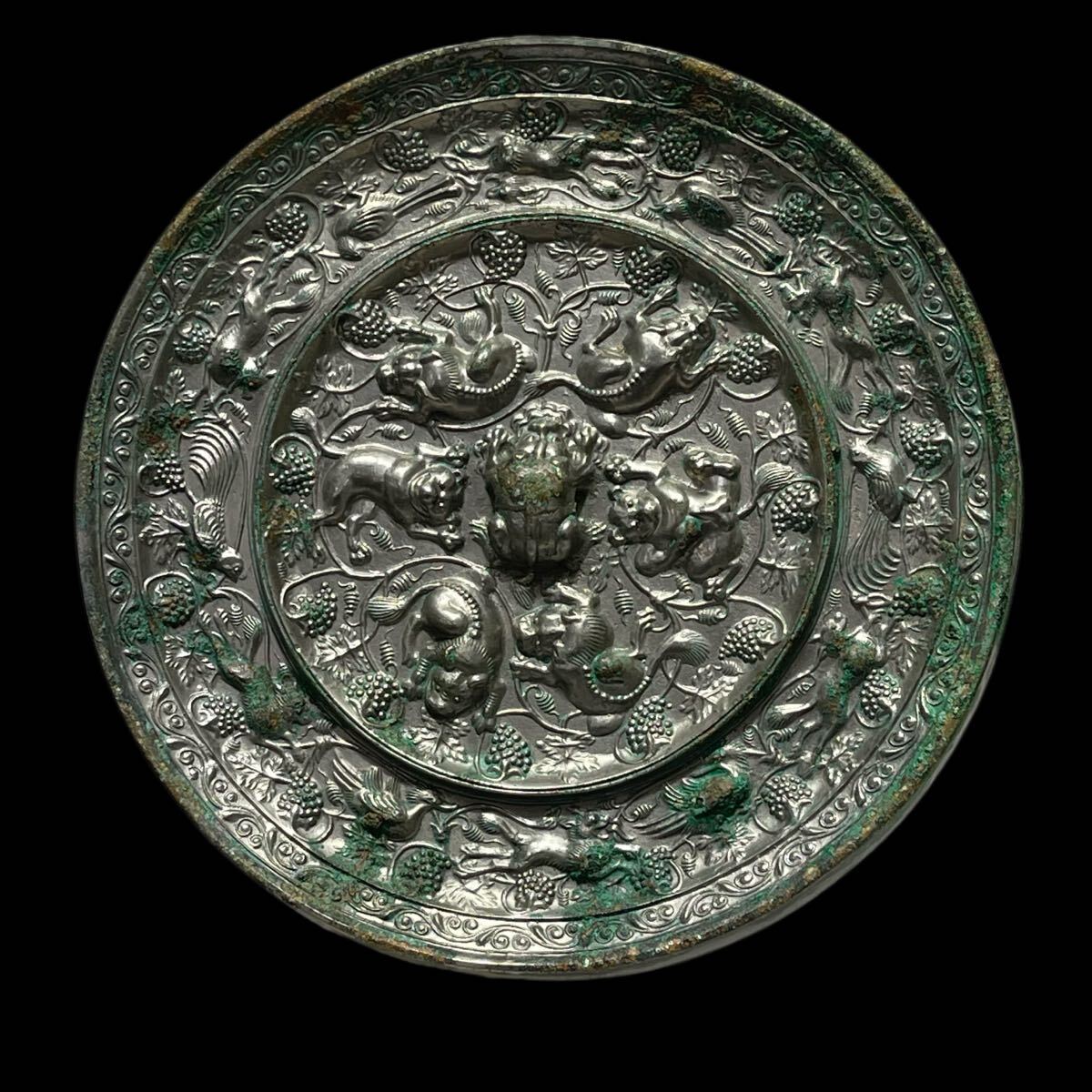 【竹河】中国古美術 時代物 古玩 骨董 藏出 置物 骨董品 当時物 時代物 唐物 古銅鏡 青銅器 w18