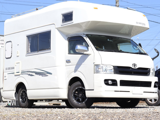 【諸費用コミ】:CG500カルド ハイエ-ス 4WD 温水設備 FFヒ-タ- 車検R9.3迄 修復歴無 シャワ-室 2口コンロ レンジ ソ-ラ-