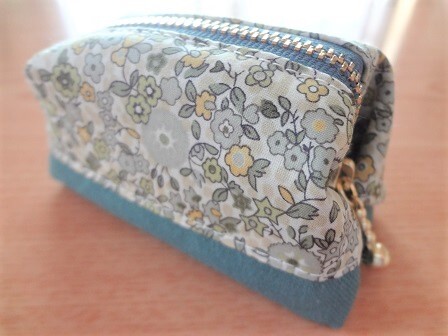 *ハンドメイド*リバティ*Keiko/ベージュピンク*ケイコ*ミニポーチ*