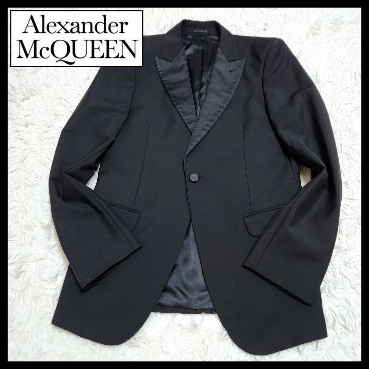 【美品】ALEXANDER McQUEEN アレキサンダーマックイーン イタリア製 モヘヤ混 タキシード ジャケット