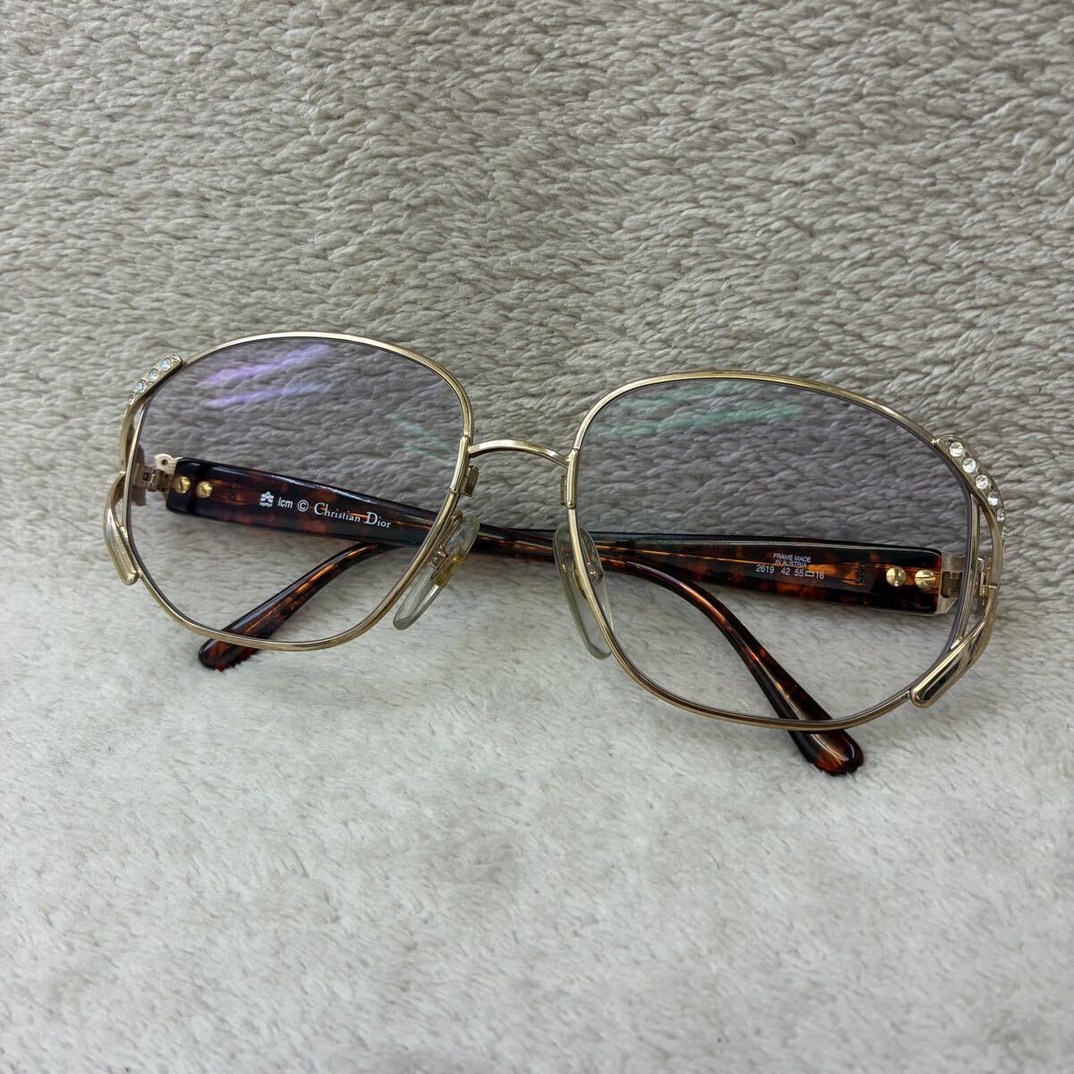 【K1-48】Christian Dior ディオール 眼鏡 2619 42 55 16 べっ甲柄 度入り