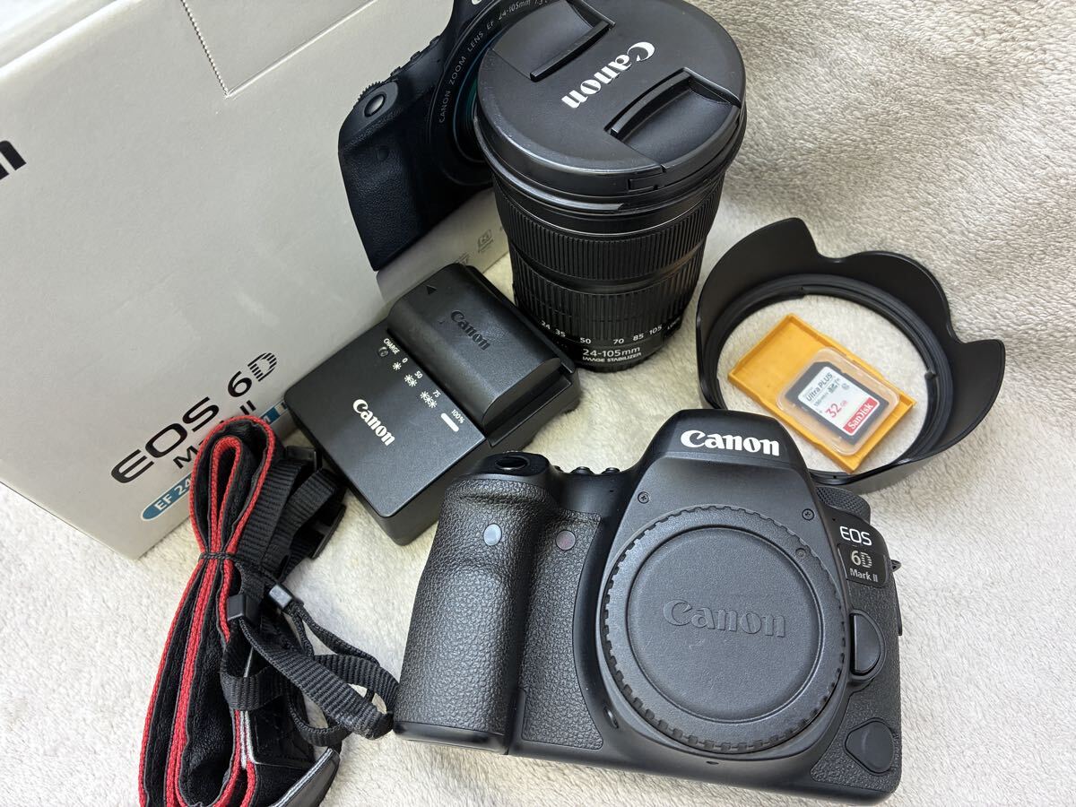 【M-328】Canon EOS 6D MarkⅡEF 24-105 IS STM Kit 箱付き キヤノン デジタル一眼レフカメラ レンズ