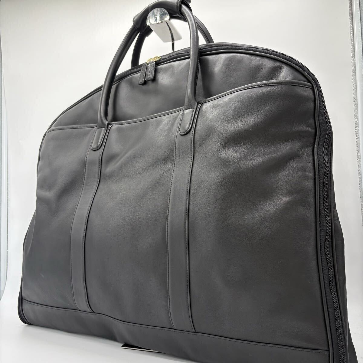 美品/南京錠未開封/特大 COACH×LEXUS コーチ レクサス ガーメントバッグ ボストン A4 レザー 本革 メンズ 旅行 ハンガー付 ブラック 黒