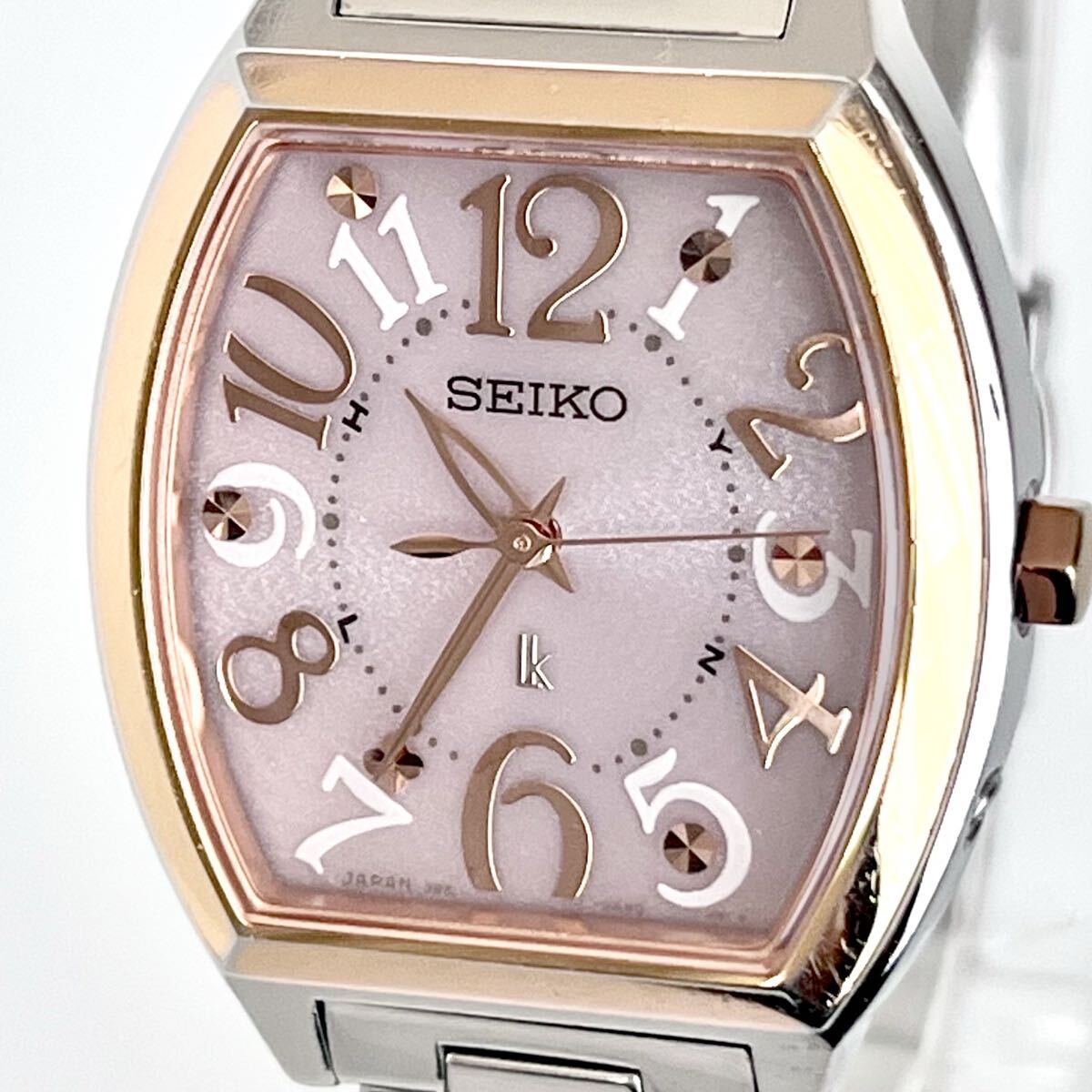【稼働】磨き済み セイコー SEIKO ルキア LUKIA レディース 腕時計 電波ソーラー 美品 ピンクシルバー文字盤 ゴールド s2345