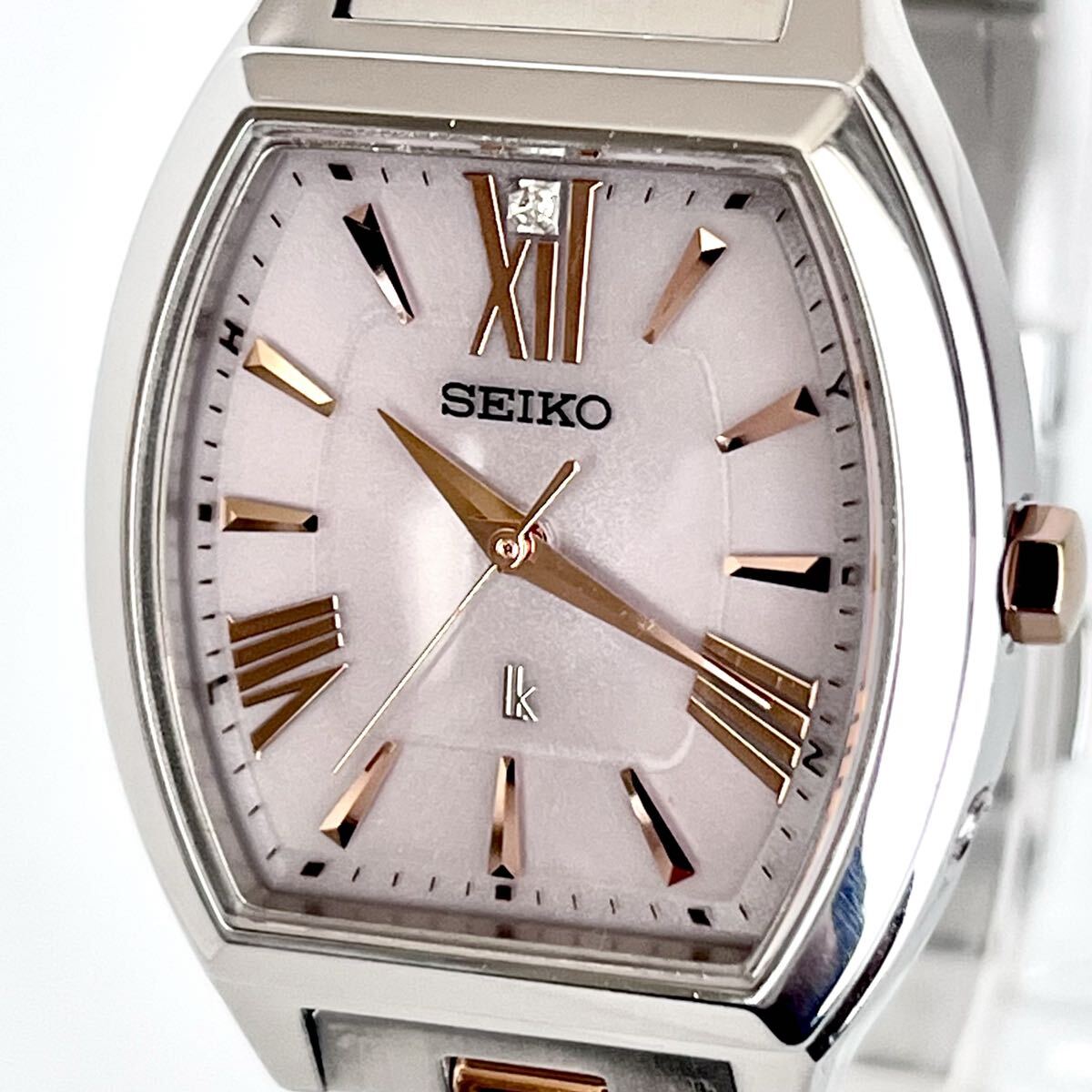 【稼働】磨き済み セイコー SEIKO ルキア LUKIA レディース 腕時計 電波ソーラー 美品 ピンクシルバー文字盤 ゴールド s2350