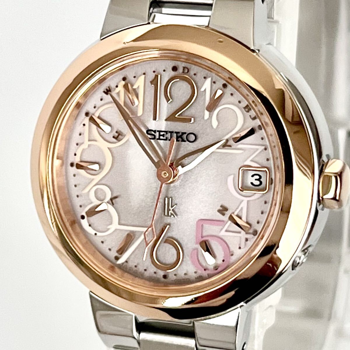 【稼働】磨き済み セイコー SEIKO ルキア LUKIA レディース 腕時計 電波ソーラー 美品 ゴールド s2370